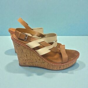 Dolce Vita  Tan and Cream Wedge Sandals